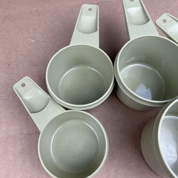 Vintage Tupperware Measuring Cups Set of 5 Avocado Green Retro - Picture 7 of 11